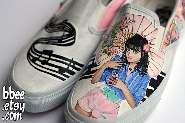 Katy Perry Custom Painted Vans Slip On Shoes by BBEE كوبال