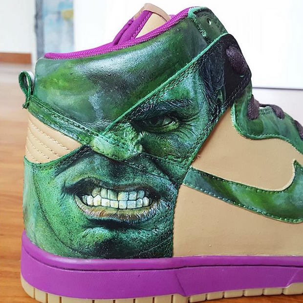 incredible hulk custom sneakers fan art