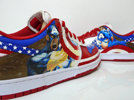 Captain America Nike Dunk Custom Shoes by MoreThanArtToWear