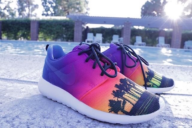 nike roshes painted sunset palm trees
