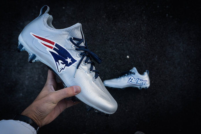 Eagles and Patriots Custom Painted Football Cleats of Super Bowl 52